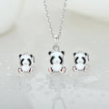 Customized Kids Animal Cute Rhodium Plated Jewellery Gifts Children's Enamel 925 Sterling Silver Panda Pendant Earrings Jewelry