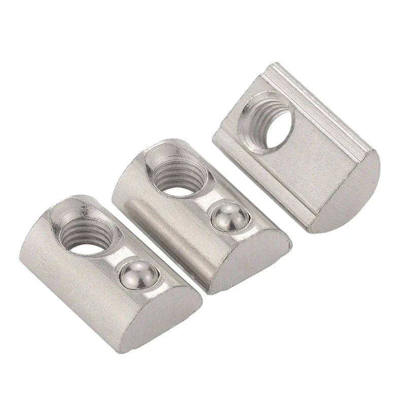 T-slot Nut Self Aligning Slide-in T-Nut with Ball Stainless Steel Spring Compatible T Slot M8 Nut With Spring Loaded Ball