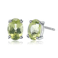 Abiding Natural Peridot Gemstone Oval Shape 925 Sterling Silver Fashion Jewelry Gift Women Elegant Stud Earrings