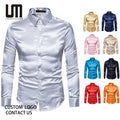 Clearance Sales Wholesale New Casual Men Fashion Leisure Bright Color Long Sleeve Slim Fit Shirt