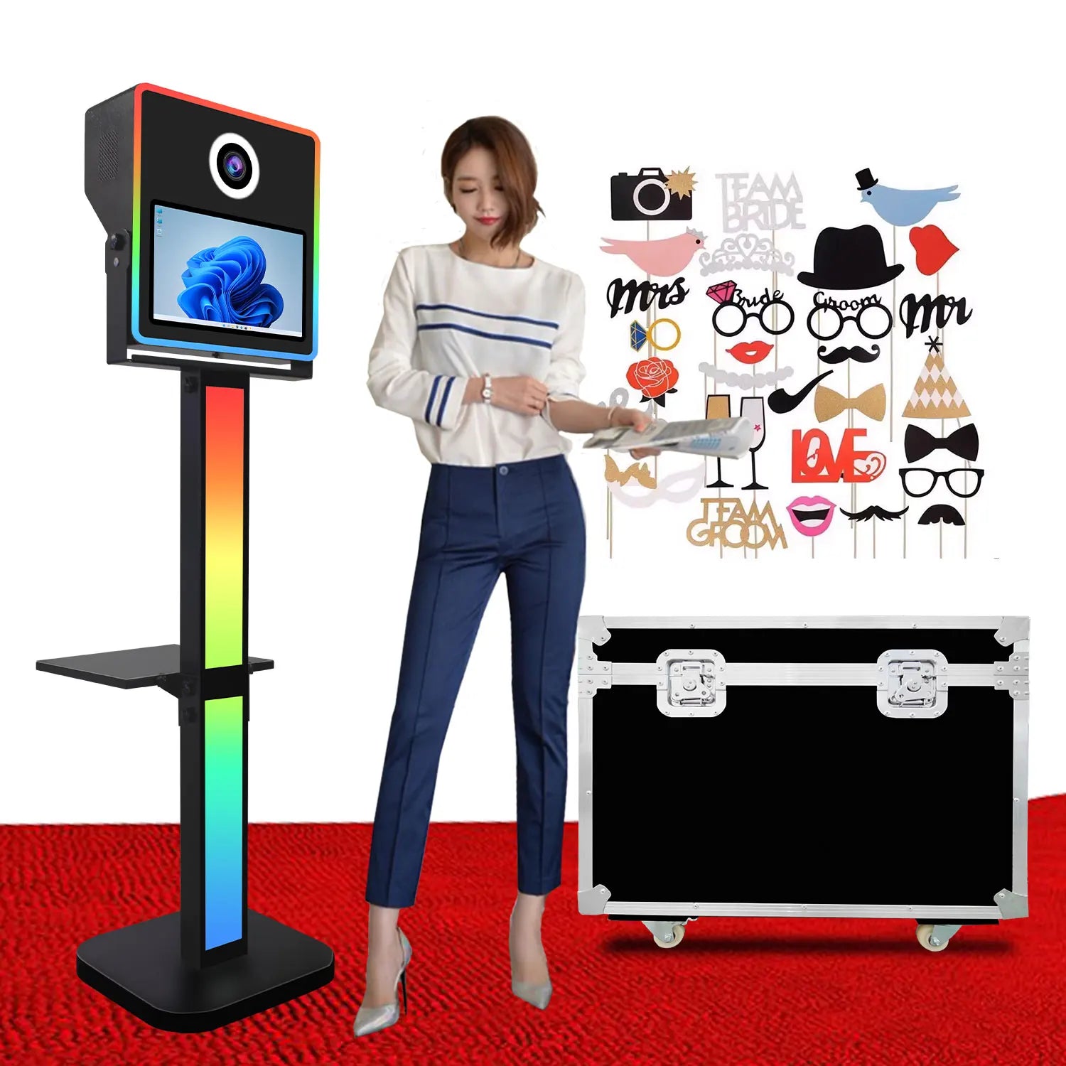 Fast Delivery Photo Booth Shell DSLR With 15.6 Inch Touch Screen LED Light Box Portable Selfie Photobooth Machine for Party