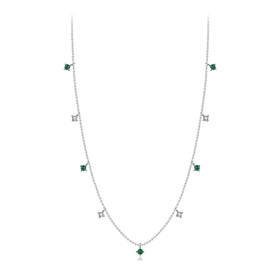 Elegant Retro Fashion Emerald Zircon Clavicle Chain Fine Jewelry Sweater Chain S925 Silver Gold Plated Pendant Necklace