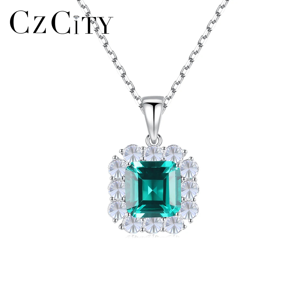CZCITY Hotselling Woman Emerald Evening Statement  2026 Jewellery Wedding Silver925 Jewelry Necklace