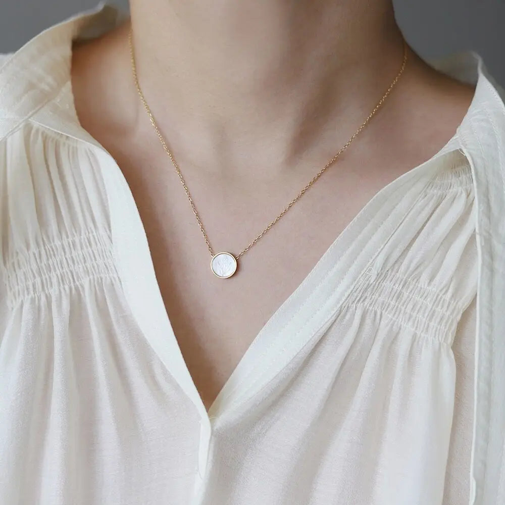 18K Gold Plated Trendy Tulip Shell Pendant Necklace and Earrings Set Stainless Steel Link Chain for Anniversary or Party/Gift