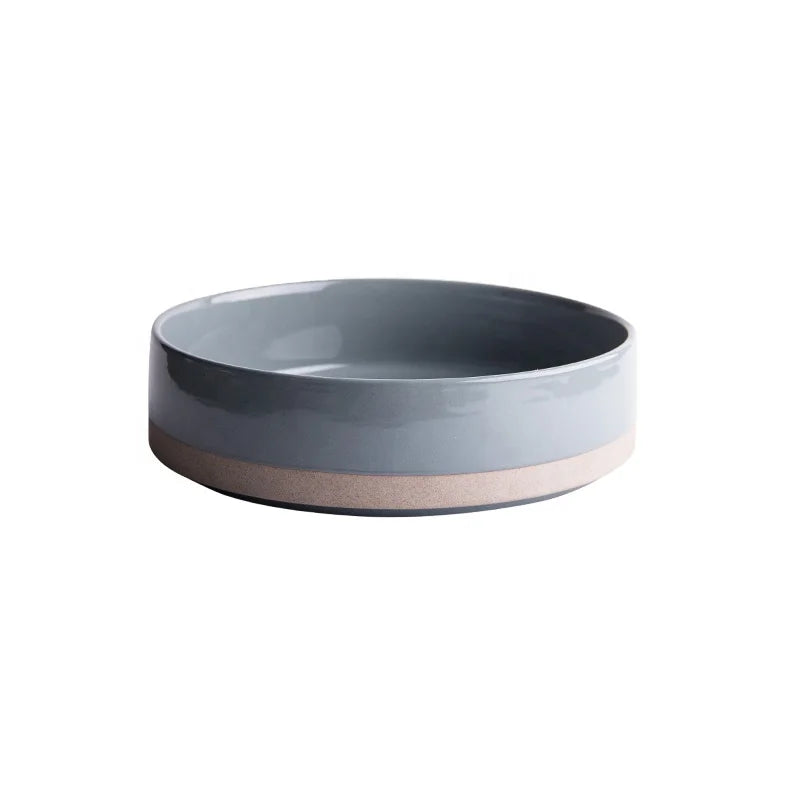 Made in China Korean Style Color Blue Grey 5" / 5.5" Ceramic Porcelain Rice Soup Salad Bowl for Export
