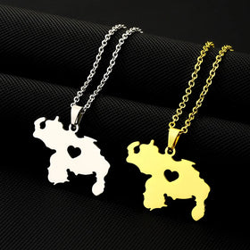 18K Gold Plated Stainless Steel Venezuela Map Pendant Necklace Classic Link Chain with Venezuelan Style for Women