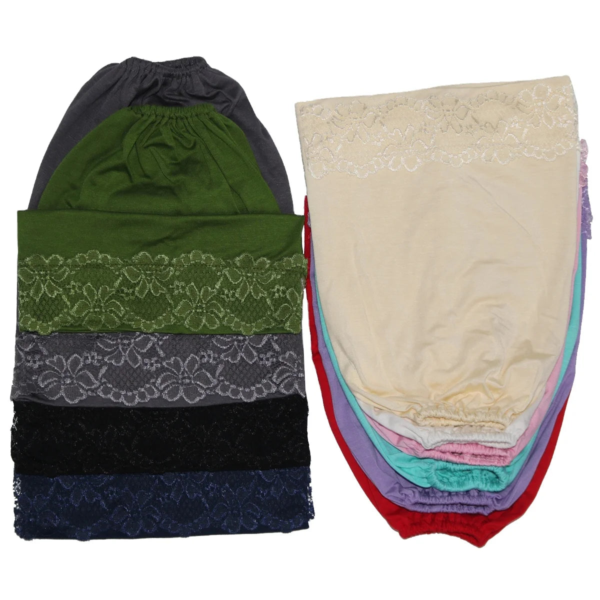 2021 Latest Good Stitching Muslin Tube Scarf Modal Stretchy Hat Lace Underscarf Hijabs
