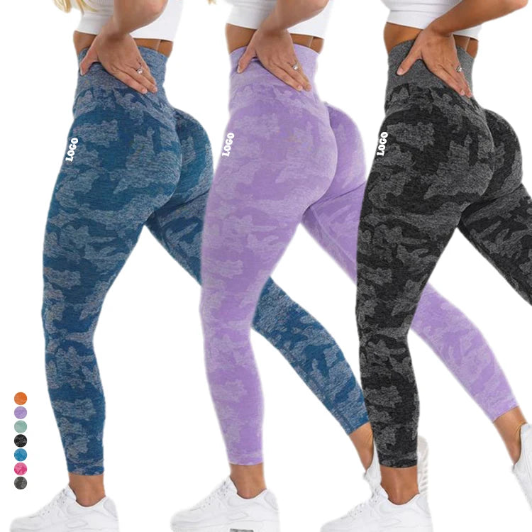 New Arrivals High Waisted Butt Lift Leggings Camo Workout Seamless Leggings for Women