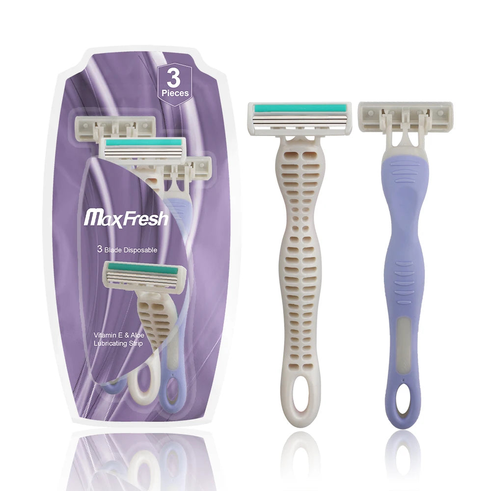 D332L Colorful Rubber Handle Shaving razor Triple Blade Fixed Head Durable Disposable razor