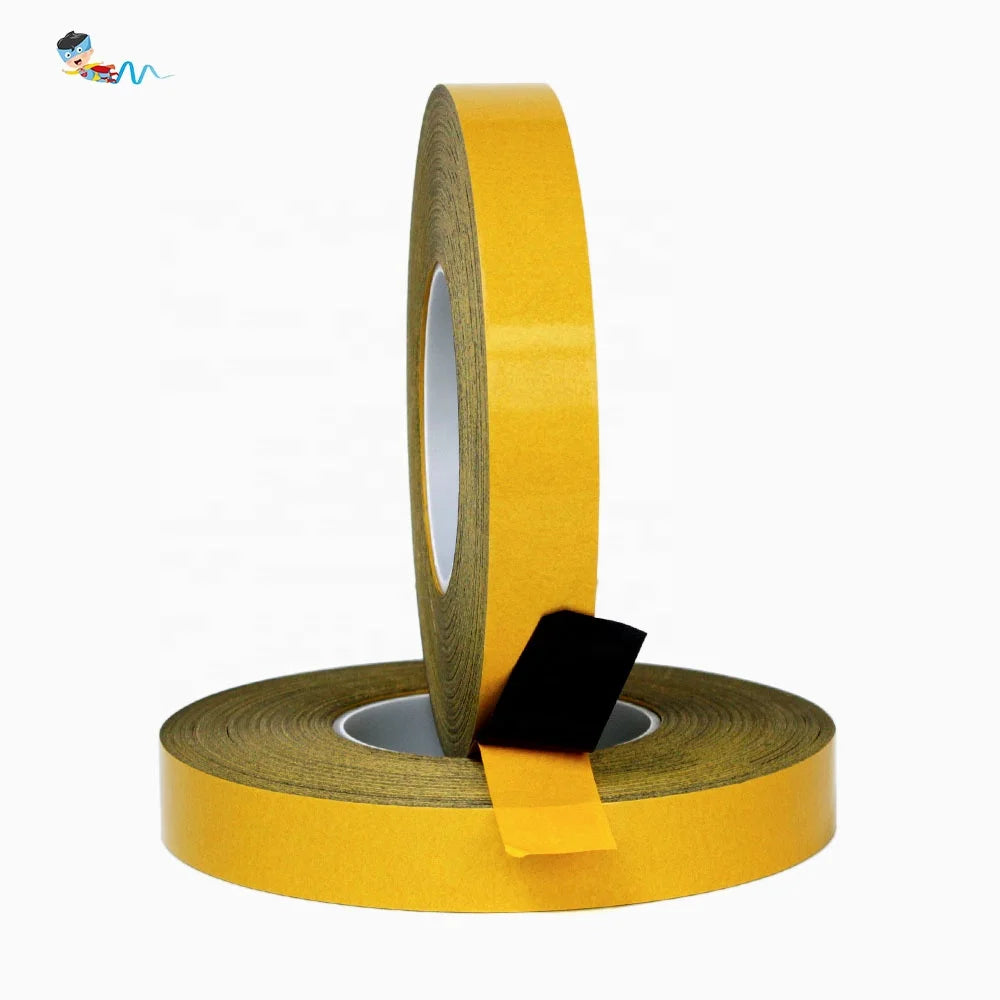 2- Recyclable Heat Resistant Thin Black Polyester PET Film Base Yellow Release Liner Double Sided Self Adhesive Tape