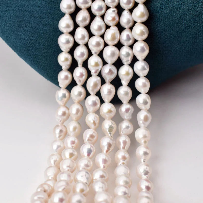 Natural Freshwater White Teardrop Water Drop Strand 5-10mm Irregular AAA Grade Baroque Pearl Bead String