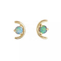 LOZRUNVE 925 Sterling Silver Cute Gold Opal Fine Moon Stud Earring Jewelry