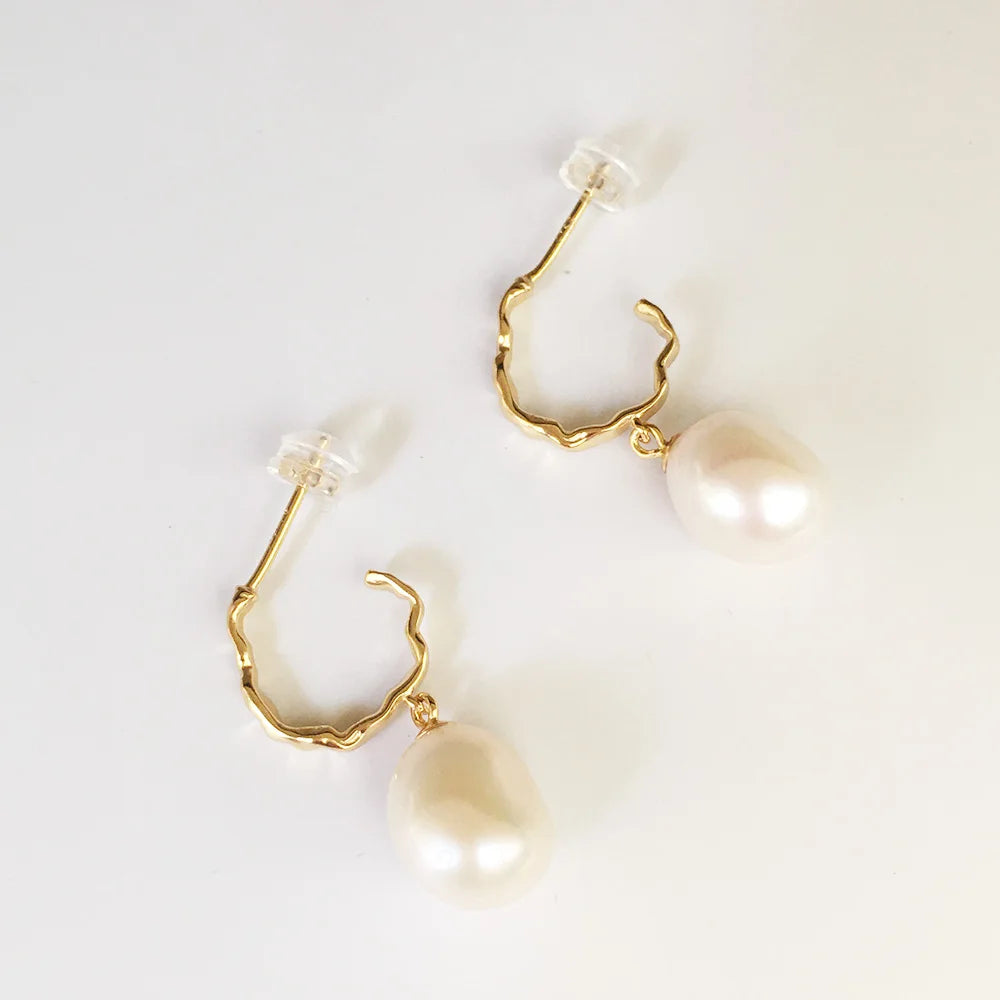 AAA Grade 11 mm Baroque Nature Freshwater Pearl Earrings .925 Silver 18K Gold Plated Earring Hook-top Fashion Pearl Earring