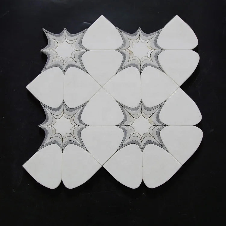 Hot Selling Flower Waterjet Marble Inlay Mosaic Tile