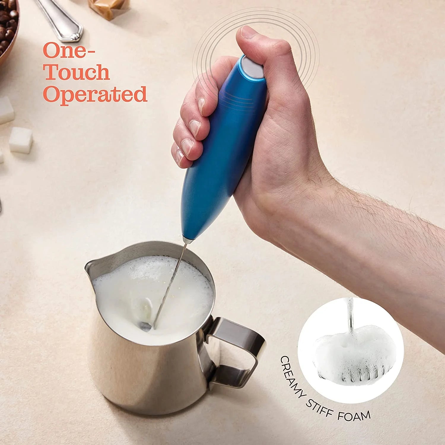 RTS 2025 Eco-Friendly Mini Portable Coffee Maker with Handheld Milk Frother 2 Speeds Auto-Battery Operated for Matcha
