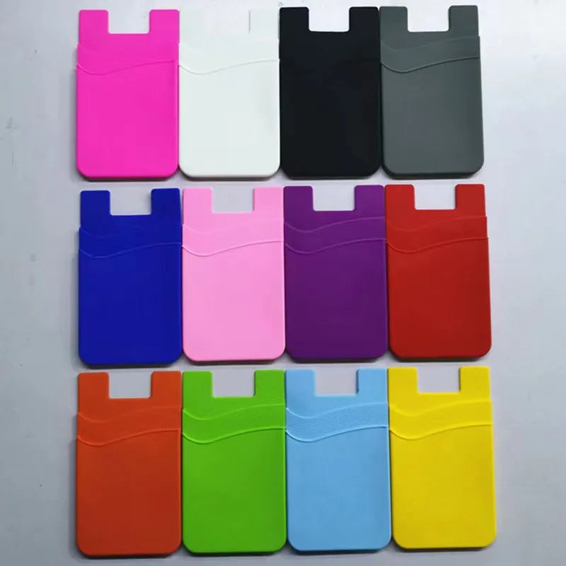 Custom Silicone Phone Back Card Holder Glued to Mobile Phone Self-adhesive Mini Wallet Card Holder