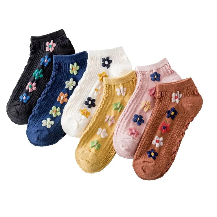 Thin Socks Women's New Spring and Summer Hyuna Florets Fresh Cotton Socks Twist Japanese Retro Style custoim Socks