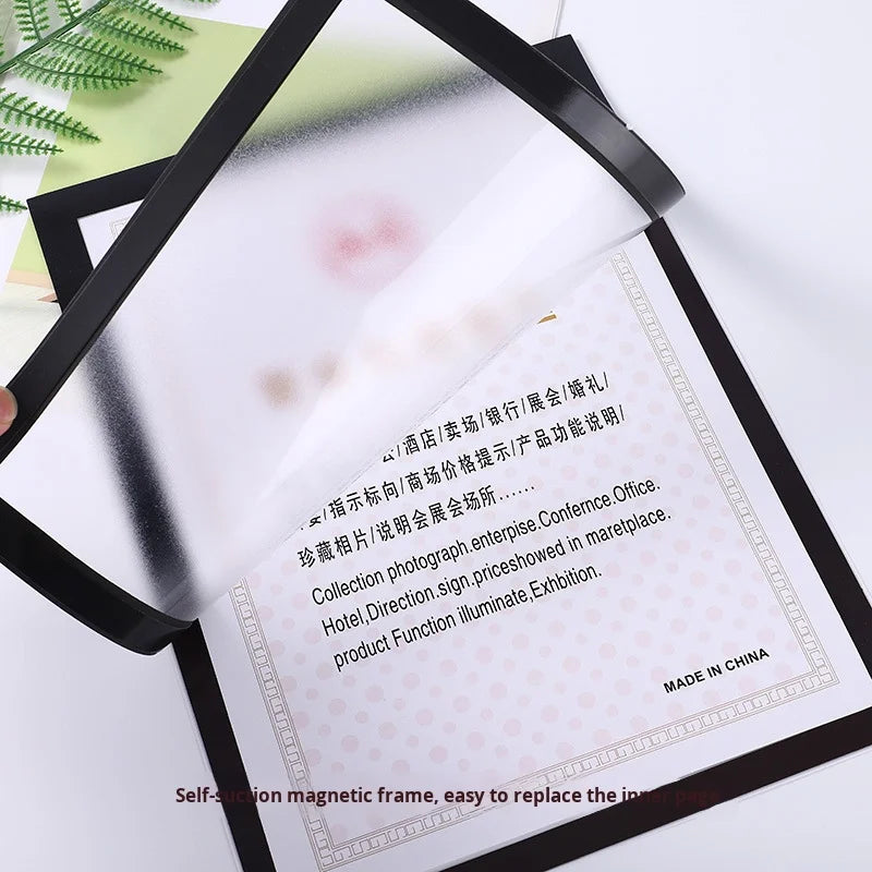 Spring PVC Magnetic A4 Document Bag No-Punch Holder Office Filing Business License Poster Sticker Frame AL570680991907