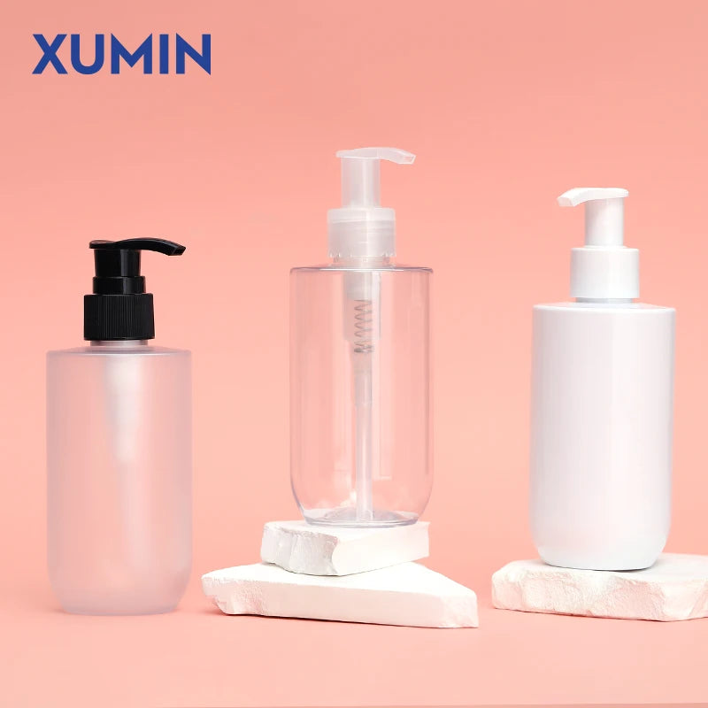 Wholesale High-End 200ml Clear Frosted Plastic Lotion Pump Bottle for Shower Gel Hand Wash Shampoo and Conditioner Low Moq