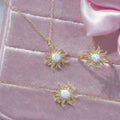 Hot Selling Opal Sunflower Pendant Necklace Retro Light Luxury Style Star Flower Bracelet Ring Earrings Set Fashion Opal Jewelry