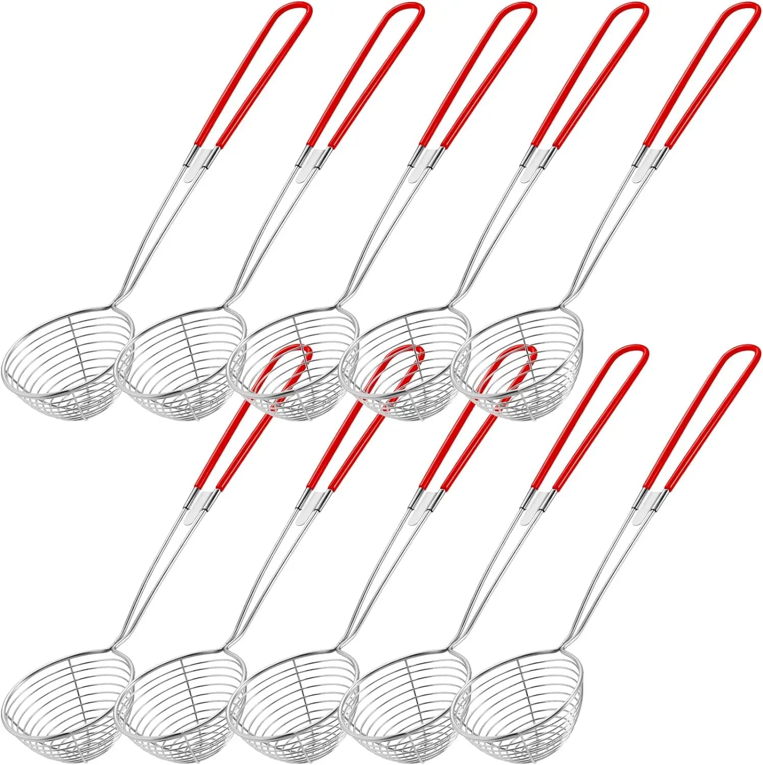 2.5 Inch Mini Stainless Steel Hot Pot Strainer Scoops Asian Ladle Handle Home with Plastic Mesh Skimmer Spoon for Home Use