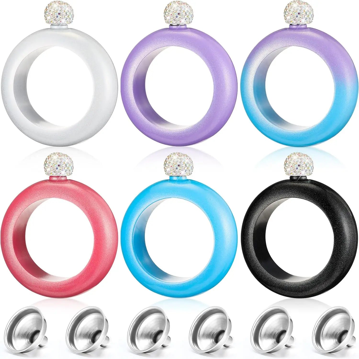 304 Stainless Steel Mini Funnel Wine Bottle Women Bracelet Bangle Liquor Alcohol Hip Flask 3.5oz Customizable Color Back School