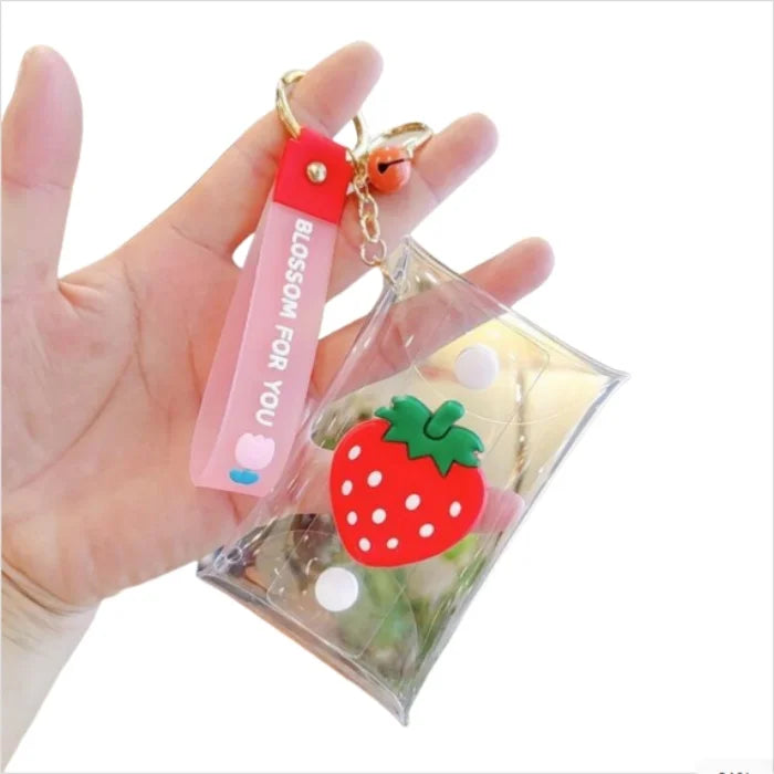 Mini Transparent Display PVC Waterproof Keychain Jewelry Earphone Storage Bag Purses