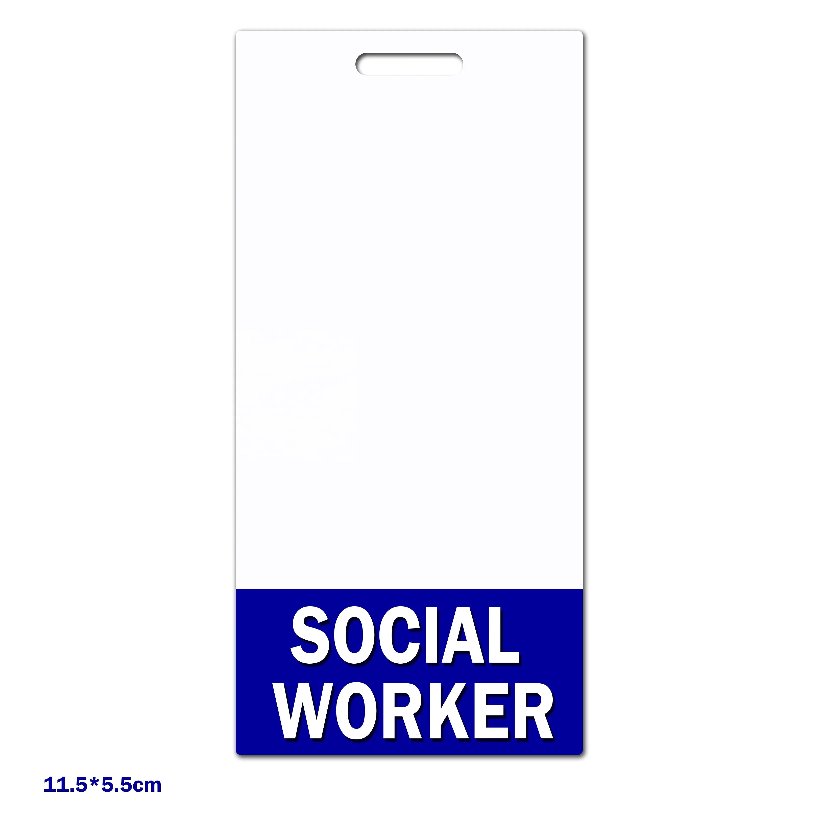 Mix Style Professional Series Name Tag Vertical Badge Buddy Blue Border for Dentist Teacher Social Worker Badge Holder Accessory