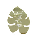 Custom Gold Mirror Leaf Shape Wedding Menu Cards Luxury White Foil Design Music Angel Fancy Letters for Birthday Acrylic Paper
