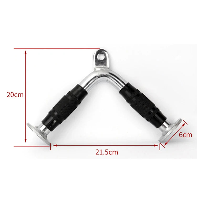 Gym Cable Attachment Row Bar With Rubber Handle Solid V Shape Lat Bar