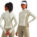 Contrasting Colors Silm Women Yoga Outdoor Jackets Custom Zipper Long Sleeves Sports Wear