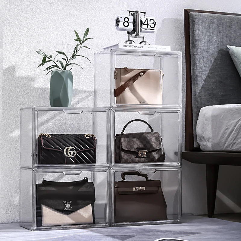 2022 New Arrivals Injection-Molded Rectangle PET Plastic Bag Storage Box Handbag Organizer Eco-Friendly