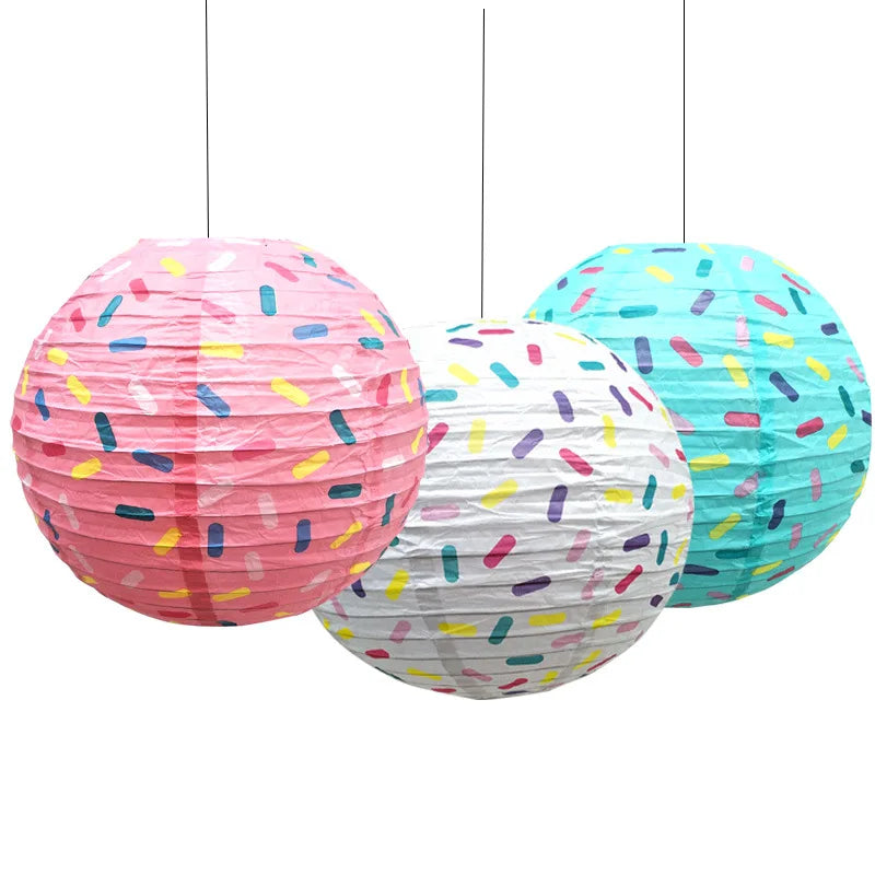 12"(30cm) Doughnut Pattern Round Paper Lantern Wedding Lampshade Decorations