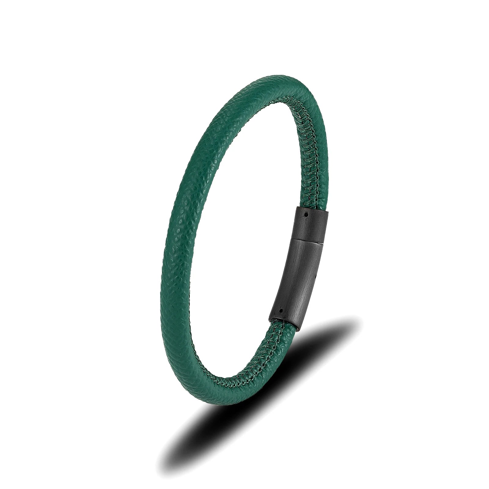 Custom Fashion Leather Jewelry Man Genuine Leather Cord Cuff  Bracelet Wristband Stainless Steel Man Minimalist Leather Bracelet