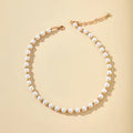 Hot Selling Freshwater Pearls Chain Necklace Gold Plated Pearl Beads Chain Necklace White Choker Adjustable Necklace  for Women