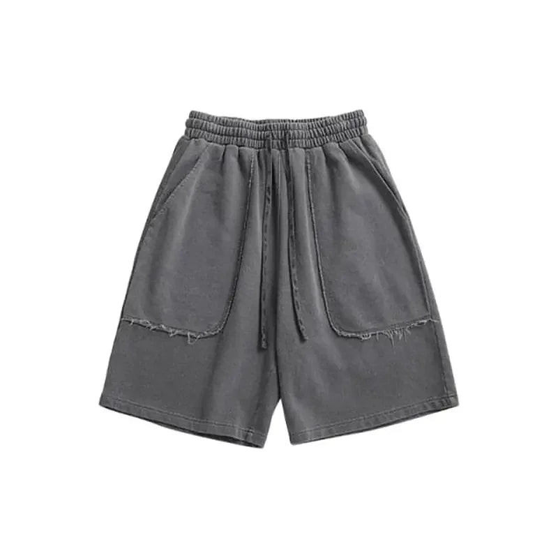 Customized Men's Casual Terry Short for Men 100% Cotton Washed Design with Distressed Effect Pockets Digital Printing for Run