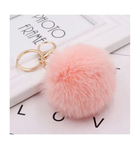 Colorful Soft Plush 8cm Round Pompom Keychain Faux Rabbit Fur Ball Keychain for Handbag Car Keyring Charm