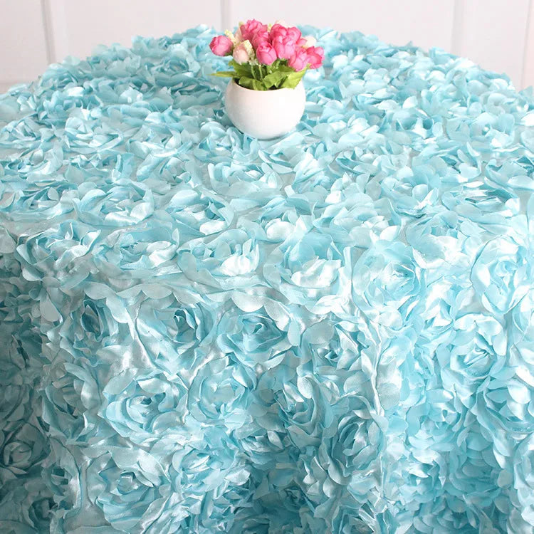 Capa De Mesa De Cetim 3d Tablecloth Custom Welcome White/ivory Wedding Party Decor Wholesale Hot Sale Satin Rose Table Cover