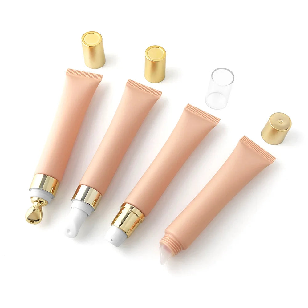 In Stock High-End 20G Nude Lipstick Container with Zinc Alloy Pump Cap Soft Package Eye Cream Face Cream Container for Lip Gloss