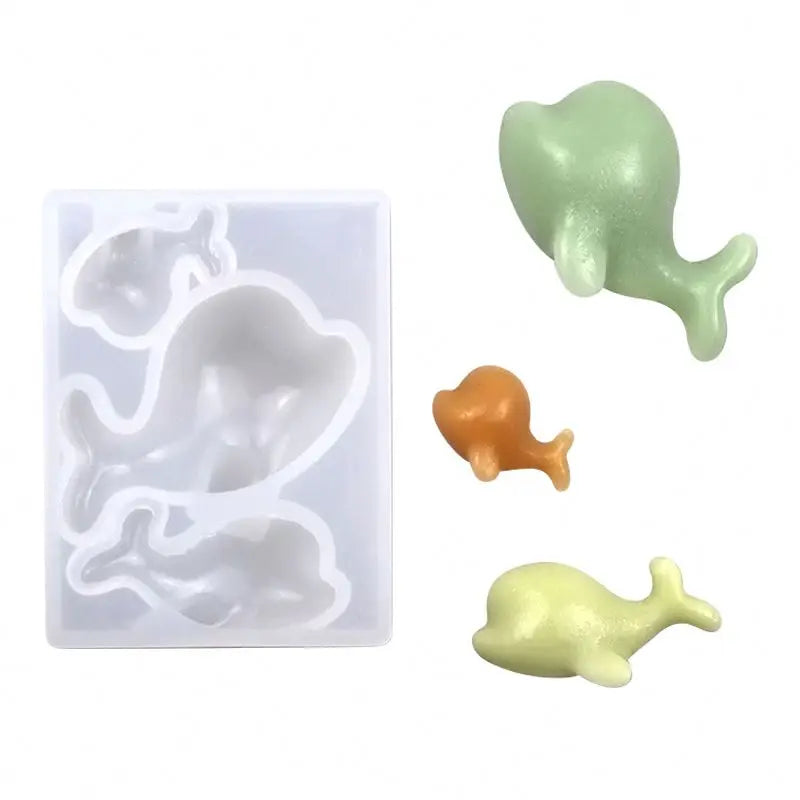 Hengya 3 Hole Cute Dolphin Shape Silicone Resin Mold chocolate Decoration Mold Homd Diy Reused Mold