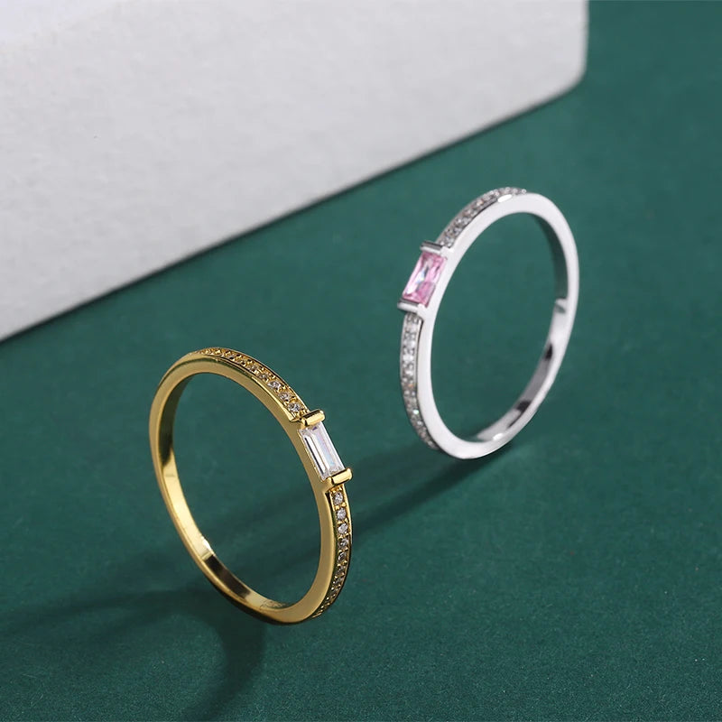 Exquisite Woman Ring S925 Silver Gold Plated Jewelry Gemstone Zirconia Engagement Wedding Ring