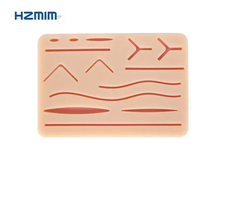 Food Grade Silicon Suture Practice Pad Pre-Cut Wounds Medical Science Tool