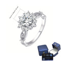 1 Carat Moissanite Snowflake Ring 925 Silver 3.3g Weight for Christmas and Winter Comes with Gift Box