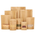 Recyclable Food Grade Zipper Seal Kraft Paper Stand up Pouch with Viewing Window for Dry Food Storage Sustainable Packaging