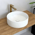 New Matt Glazed Nano High Temperature Bathroom Ceramic Round Fluted Basins for Countertop