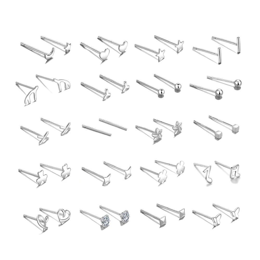 Pure Silver Minimalist Stud Earrings S999 Ear Studs for Newly Pierced Ears Everyday Earrings for Sensitive Skin