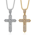 Wholesale Christianity Lab Created Zircon Cross Necklace for Women Men Stainless Steel Square Gold Plated Pendant Chain