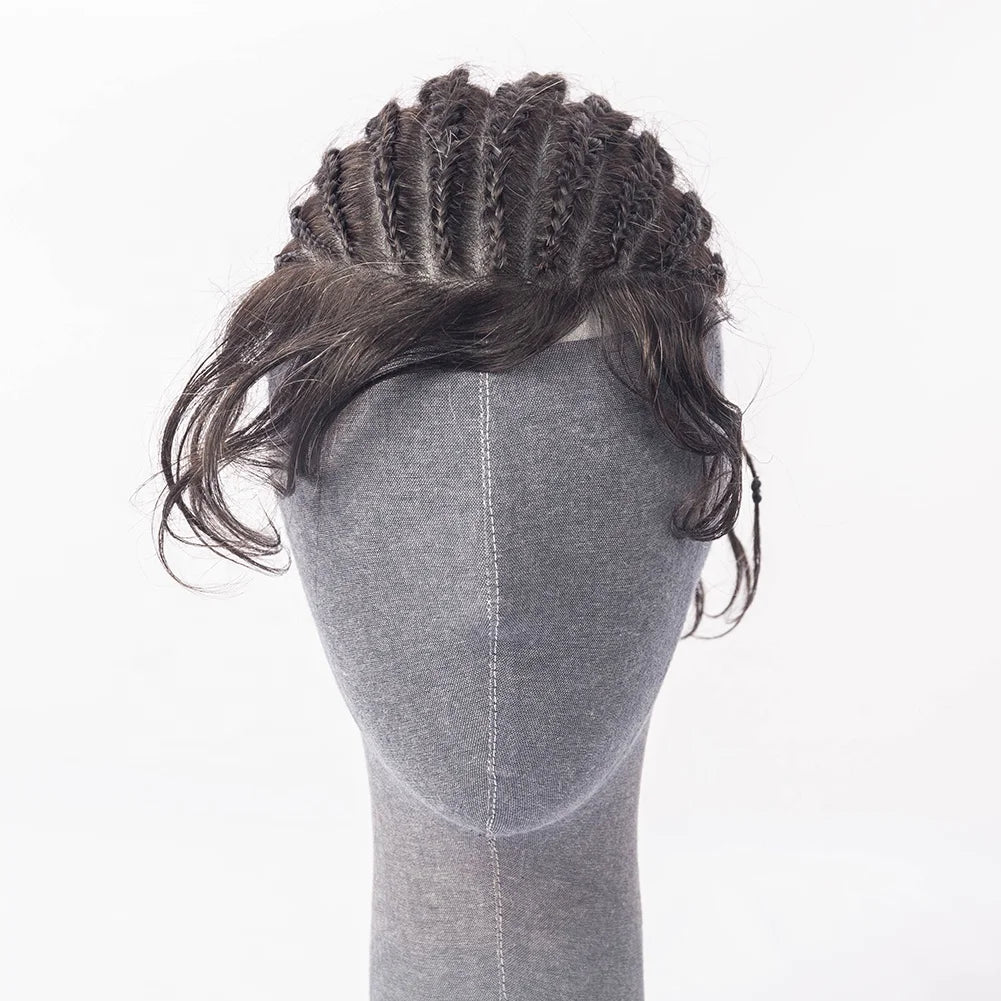 Hot Selling Replacement System Brazilian Virgin Human Hair Hairline Afro Cornrow Braids Toupee for Black Men