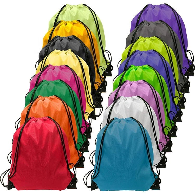 Custom Personalized Nylon Gym Sack Cinch Bag Promo Colorful Non-Woven Swimming Trainer Bag Drawstring Backpack