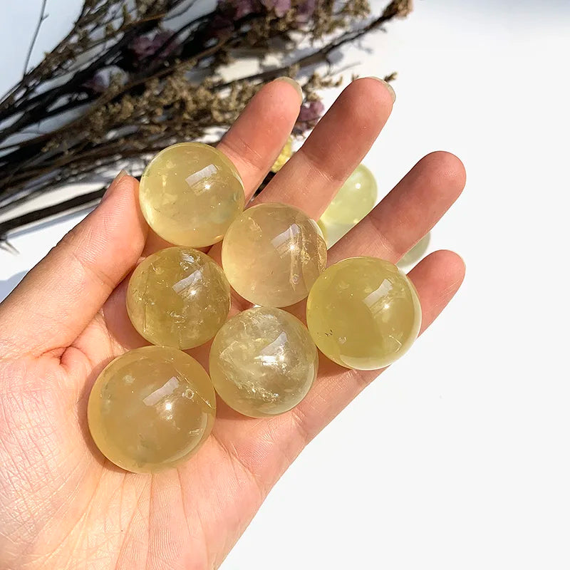 Jingfa 500g 3cm Natural Crystal Citrine Ball Prices Chakra Healing Stones Citrine Spheres for Home Decor